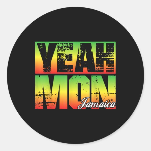 Yeah Mon Retro Jamaica Flag Jamaican Souvenir Funn Runder Aufkleber (Vorderseite)