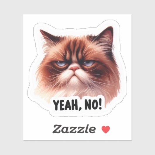 Yeah No Sassy Grumpy Cat Vinyl Aufkleber (Blatt)