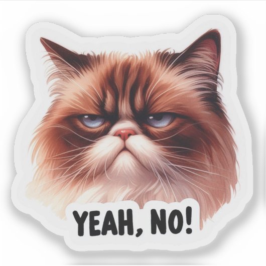 Yeah No Sassy Grumpy Cat Vinyl Aufkleber (Vorderseite)