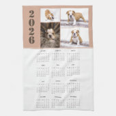Year 2026 Calendar Dog Pet 4 Photo Collage Geschirrtuch (Vertikal)