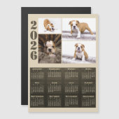 Year 2026 Calendar Dog Pet 4 Photo Collage Magnet (Vorne/Hinten)