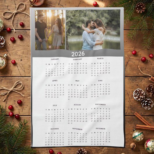 Year 2026 Custom Photo Calendar Kitchen Towel Geschirrtuch
