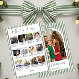 Year in Review Christmas Arch Photo & Green Bow Feiertagskarte
