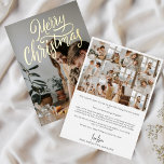 Year in Review Family Photo Collage Christmas Gold Folien Feiertagskarte<br><div class="desc">Cherish the Moments: Personalized Christmas Card with Real Gold Foil and Year in Review Embrace the spirit of the season and celebrate your cherished memories with our Personalized Christmas Card, a stunning embodiment of modern elegance. The front features your treasured family photo, adorned with the bold and shimmering "Merry Christmas"...</div>