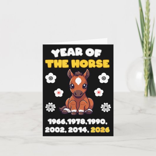 Year Of Horse Cute Zodiac Animal 2026 Design Karte (Vorderseite)