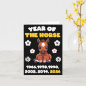 Year Of Horse Cute Zodiac Animal 2026 Design Karte (Gelbe Blume)