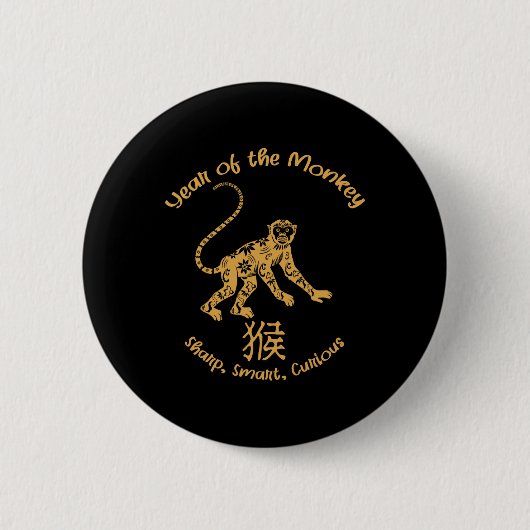 Year Of Monkey Traits Chinese Zodiac Chinese New Y Button (Vorderseite)