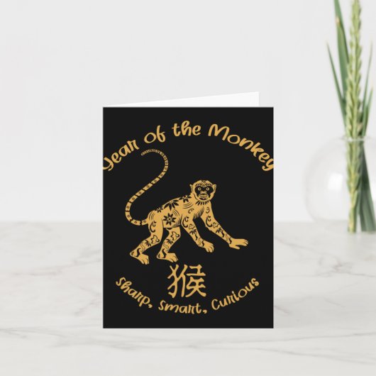 Year Of Monkey Traits Chinese Zodiac Chinese New Y Karte (Vorderseite)