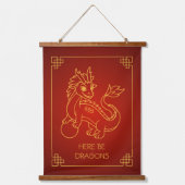 Year of the Dragon 2024 Chinese Zodiac Wandteppich Mit Holzrahmen (Vorderseite)