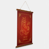 Year of the Dragon 2024 Chinese Zodiac Wandteppich Mit Holzrahmen (Gewinkelt)