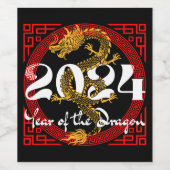 Year of the Dragon 2024 Chinese zodiac Weinetikett (Einzelnes Label)