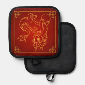 Year of the Dragon Chinese Zodiac Red Topflappen (Vorderseite/Rückseite)
