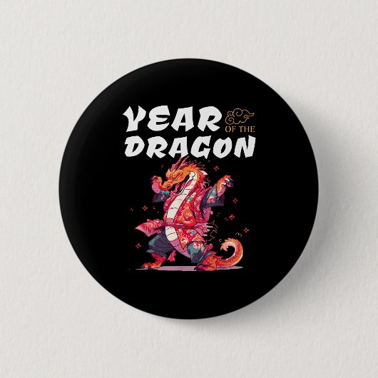 Year Of The Dragon Funny Dragons Chinese Zodiac Si Button (Vorderseite)