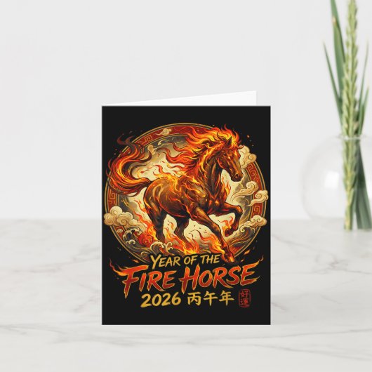Year Of The Fire Horse 2026 Chinese Zodiac Lunar N Karte (Vorderseite)