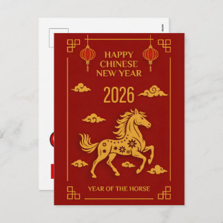 Year Of The Fire Horse 2026  Feiertagspostkarte