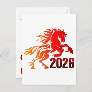 Year Of The Fire Horse 2026  Feiertagspostkarte
