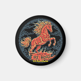 Year of the Fire Horse Black small magnet