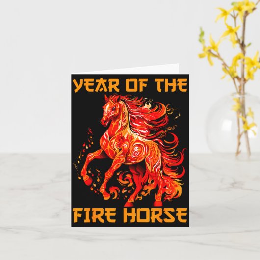 Year Of The Fire Horse Happy Chinese Lunar New Yea Karte (Gelbe Blume)