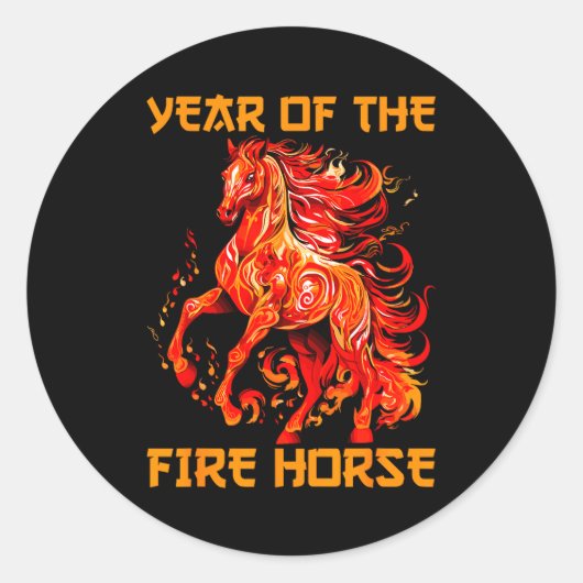 Year Of The Fire Horse Happy Chinese Lunar New Yea Runder Aufkleber (Vorderseite)