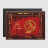 Year of the Fire Horse , Happy Lunar New Year Magnetkarte (Vorne/Hinten)