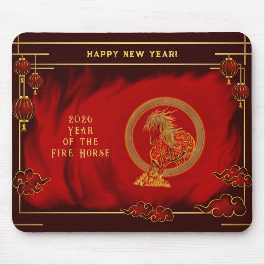 Year of the Fire Horse , Happy Lunar New Year Mousepad (Vorne)