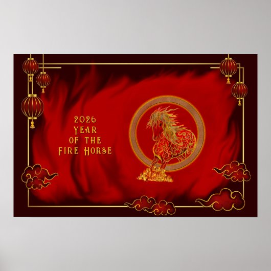 Year of the Fire Horse , Happy Lunar New Year Poster (Vorne)