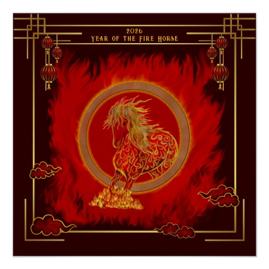 Year of the Fire Horse , Happy Lunar New Year Poster (Vorderseite)