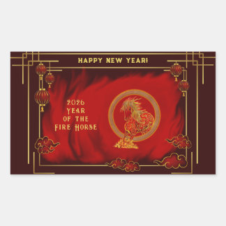 Year of the Fire Horse , Happy Lunar New Year Rechteckiger Aufkleber