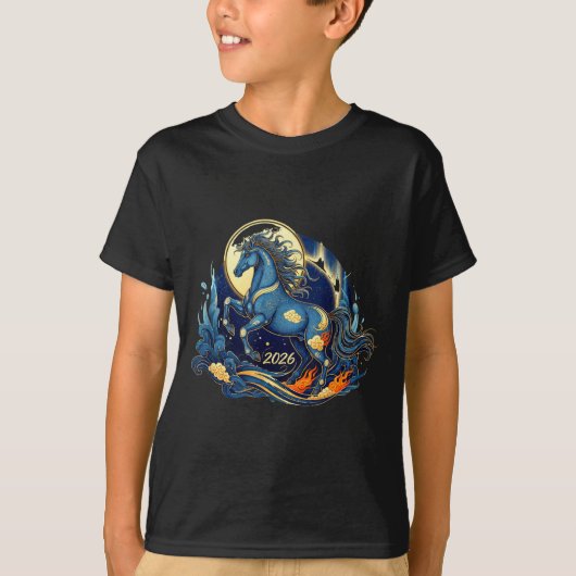 Year Of The Horse 2026 Chinese Lunar Zodiac Appare T-Shirt (Vorderseite)