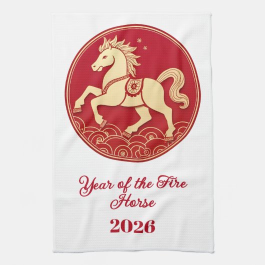 Year of the Horse 2026 Chinese New Year Geschirrtuch (Vertikal)