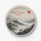 Year of the Horse 2026 Chinese New Year Mountain Pappteller (Vorderseite)