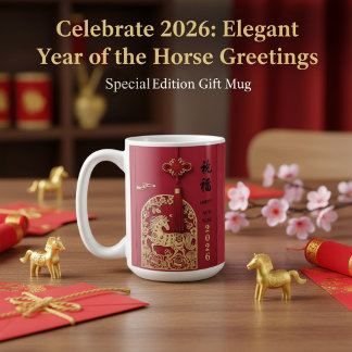 Year of the Horse 2026 Chinese New Year Red Gold  Kaffeetasse