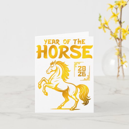Year Of The Horse 2026 Chinese Ty Art Style China Karte (Gelbe Blume)