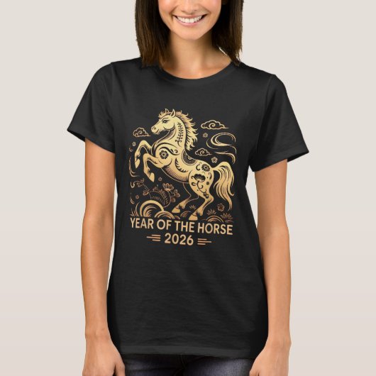 Year Of The Horse 2026 Chinese Zodiac Culture  T-Shirt (Vorderseite)