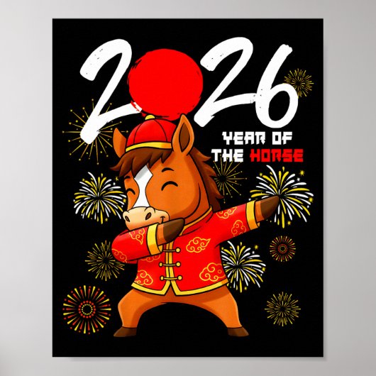Year Of The Horse 2026 Dabbing Horse Chinese New Y Poster (Vorne)