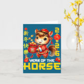 Year Of The Horse 2026 Lunar Chinese Men Womens Karte (Gelbe Blume)