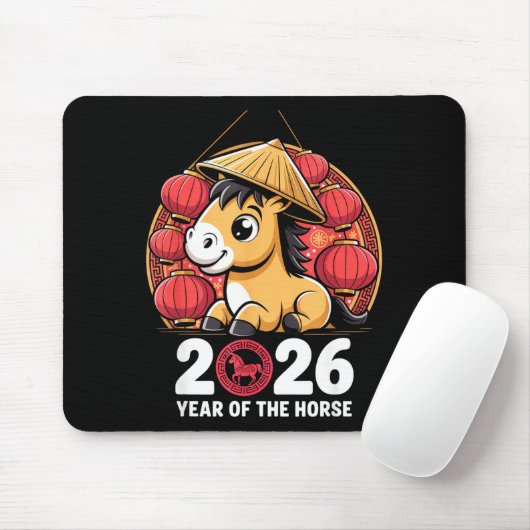 Year Of The Horse 2026 Lunar New Year Chinese Mousepad (Mit Mouse)