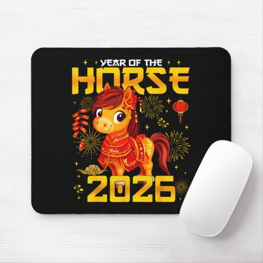Year Of The Horse 2026 Lunar New Year Chinese New Mousepad (Mit Mouse)