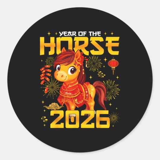Year Of The Horse 2026 Lunar New Year Chinese New  Runder Aufkleber (Vorderseite)