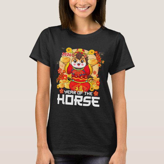 Year Of The Horse 2026 Lunar New Year Chinese Zodi T-Shirt (Vorderseite)