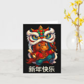 Year Of The Horse Chinese New Year 2026 Lion Dance Karte (Gelbe Blume)