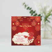Year of the Horse Chinese New Year Invitation Einladung (Stehend Vorderseite)