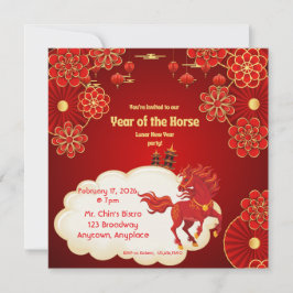 Year of the Horse Chinese New Year Invitation Einladung
