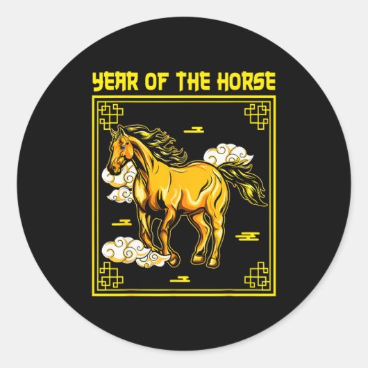 Year Of The Horse Chinese Zodiac Chinese New Year Runder Aufkleber (Vorderseite)
