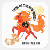 YEAR OF THE HORSE Chow Quadratischer Aufkleber (Vorderseite)