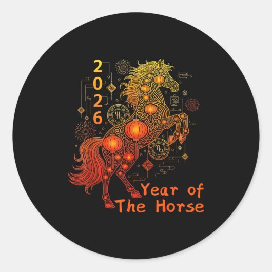 Year Of The Horse Happy Chinese Lunar New Year 202 Runder Aufkleber (Vorderseite)