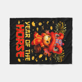 Year Of The Horse Lion Dance Lunar Chinese New Yea Fleecedecke (Vorderseite (Horizontal))
