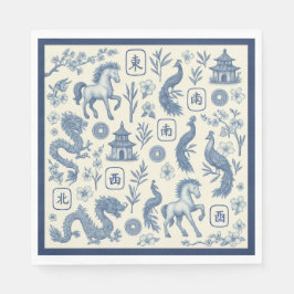Year of the Horse Mahjong Toile Napkins Serviette
