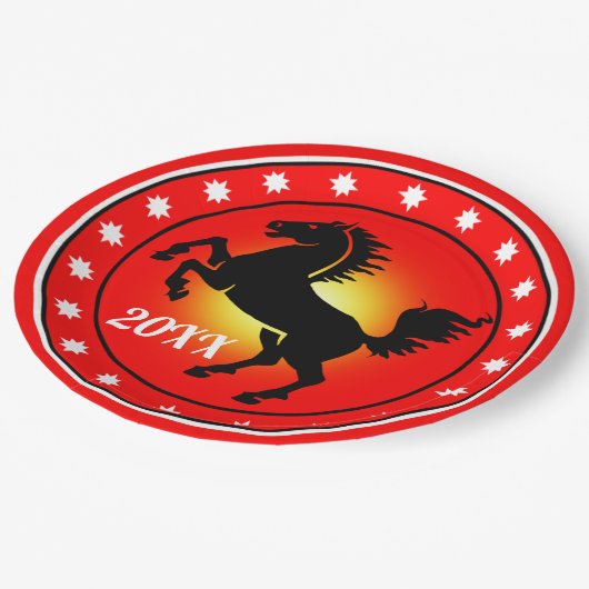 Year of the Horse Pappteller (Schrägansicht)