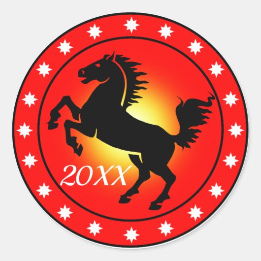 Year of the Horse Runder Aufkleber (Vorderseite)
